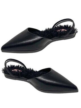 NEW WOMEN'S GLAZE FLATS SIZE 5 1/2 (5.5) FAUX FUR SOLES LEATHER STRAP (GAL- 4)